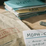 Définition cotorep : dossiers RQTH et AAH MDPH-CDAPH sur un bureau