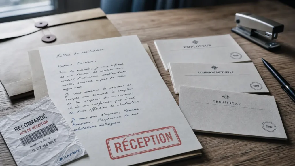 Lettre de résiliation mutuelle pour adhésion obligatoire, pièces et délai 1 mois