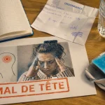 Mal de tête côté gauche signification, carnet et gel froid près d’une ordonnance