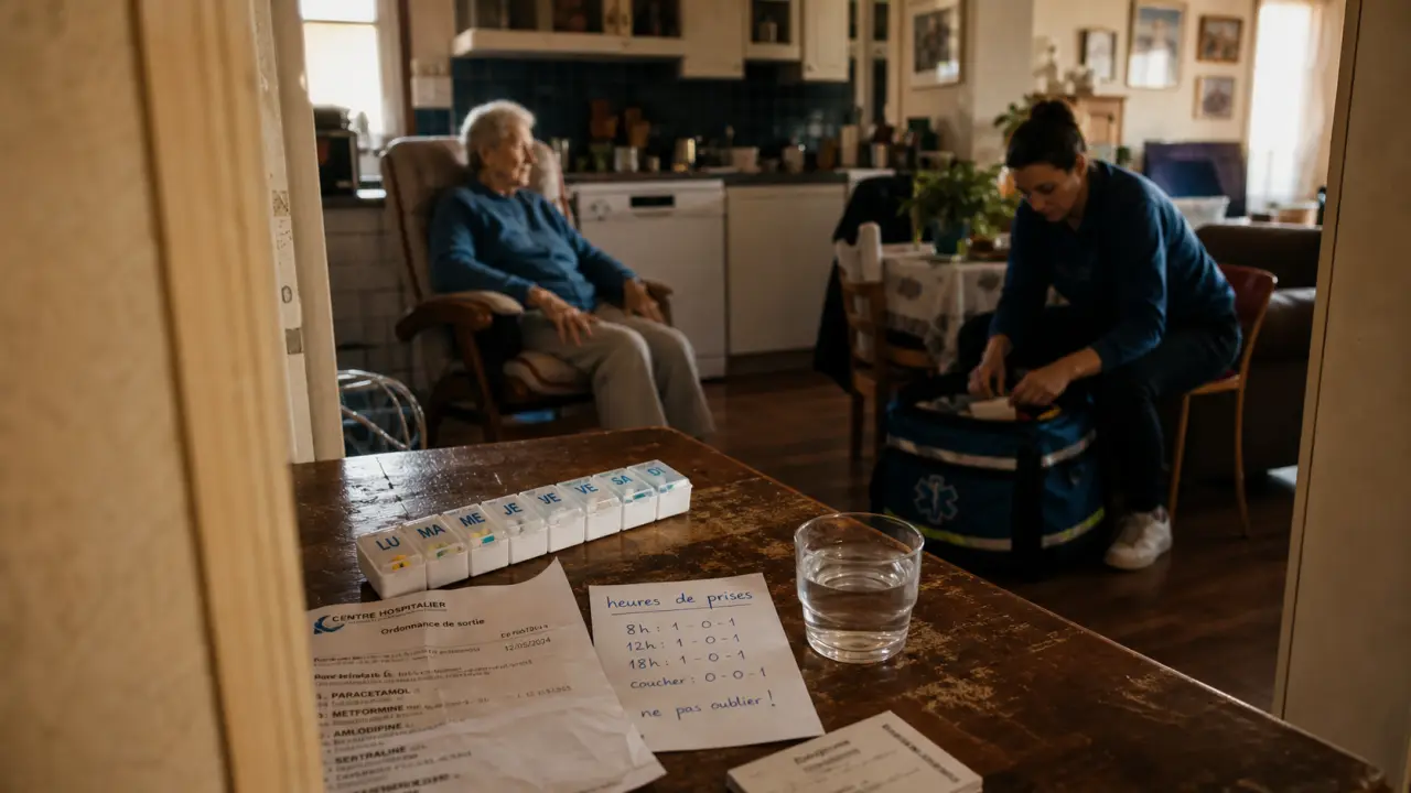 Retour domicile hospitalisation : pilulier et ordonnance avant sortie