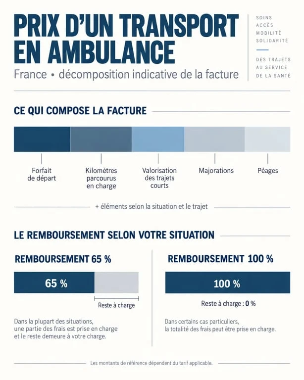 Prix d’un transport en ambulance : composition du tarif, remboursement et reste à charge
