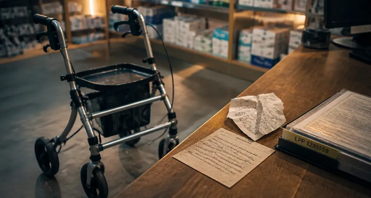 Remboursement déambulateur 4 roues, reste à charge et facture en pharmacie