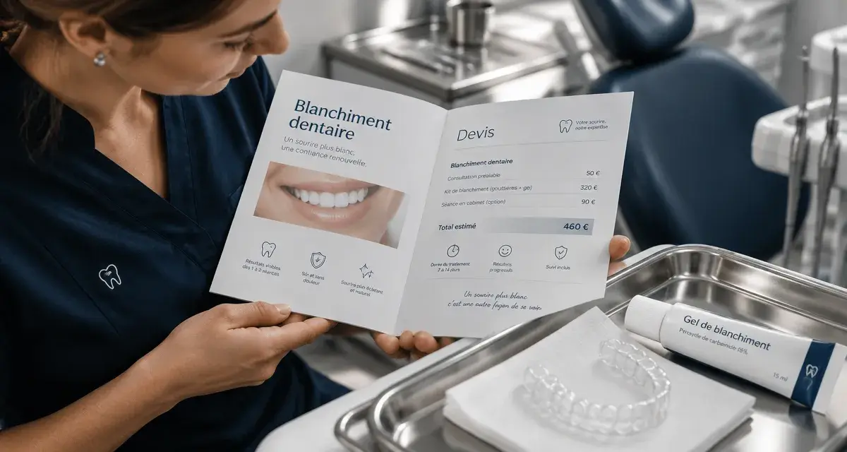 Dentiste prix blanchiment des dents : gouttière et gel au cabinet