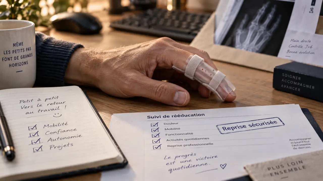 peut on travailler avec une fracture du doigt : attelle et poste adapté
